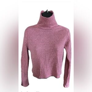 Olivia Rae Dusty Rose Ribbed Turtleneck short Sweater